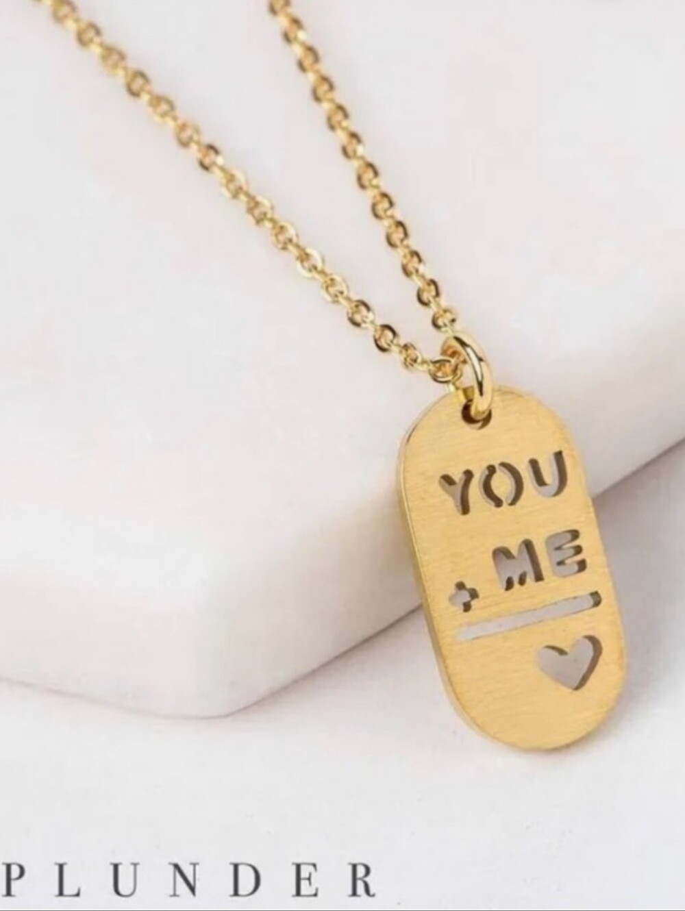 Plunder Gold 'YOU + ME' Cutout Heart Pendant Necklace NEW!